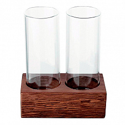 Набор из 2 емкостей для подачи в комплекте с деревянным подносом Pordamsa «Blown Glass», 2x65 мл